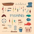 Fishing tools illustration Royalty Free Stock Photo