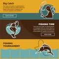 Fishing tournament time for big catch colorful poster