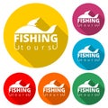 Fishing tours icon, color icon with long shadow