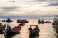 Fishing and transport boat on Koh Tao beach warm light sunset ti Royalty Free Stock Photo