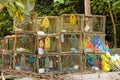 Fishing traps on an island beach in Thailand Royalty Free Stock Photo