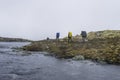 Fishing travel. River and mountains in Norway. Hiking background