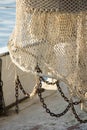 Fishing trawl net in a trawler boat