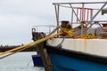 Fishing Trawler Bow Bollard With Secured Ropes Royalty Free Stock Photo