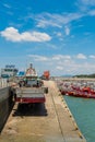 Fishing trawler on concrete ramp at Namdang port