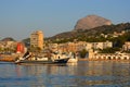 Mediterranean fishing trawler coming in to port Royalty Free Stock Photo