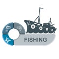 Fishing trawler with infographics