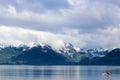 Fishing Trawler, Mountain Range and Sky