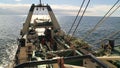 Fishing trawler. View from the main deck