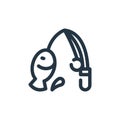 Fishing Vector Icon. Fishing Editable Stroke. Fishing Linear Symbol For Use On Web And Mobile Apps, Logo, Print Media. Thin Line