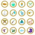 Fishing vector set, cartoon style Royalty Free Stock Photo