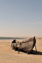 A fishing vessel at Meob Bay on the Namib coast Royalty Free Stock Photo