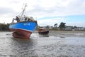 Fishing vessels at Welsh coastal town