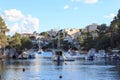 Fishing village Cala Figuera bay panorama and Mediterranean Sea, Majorca Royalty Free Stock Photo