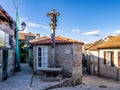 Fishing village of Combarro with the typical granary horreos. Galicia, Spain