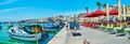 The fishing village with old luzzu boats, Marsaxlokk Royalty Free Stock Photo