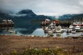 Fishing village in spring, in Norway