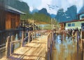 Fishing village in summer