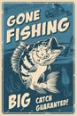 Fishing vintage monochrome poster