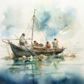 Fishing Watercolor Artwork, watercolor art