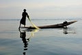 Fishing on Inle Lake, Myanmar Royalty Free Stock Photo