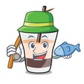 Fishing white russian mascot cartoon
