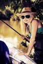 Fishing woman Royalty Free Stock Photo