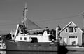 Fishingboat in black and white