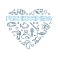 Fishkeeping vector minimal concept illustration in heart shape