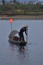 Fishman rowing boat in canoe Lantern Royalty Free Stock Photo