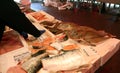 FISHMONGER in fish market in Italy Royalty Free Stock Photo