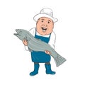 Fishmonger Presenting Fish Cartoon Royalty Free Stock Photo