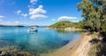 A fishng boat on the gorgeous sea waters of Sithonia, Chalkidiki, Greece Royalty Free Stock Photo