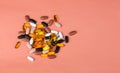 Fishoil capsules and Multivitamin supplements Royalty Free Stock Photo