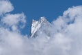 Fishtail Mountain in the Clouds Royalty Free Stock Photo