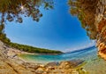 Fiskardo Foki Beach Fisheye view Royalty Free Stock Photo