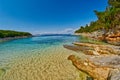 Fiskardo Foki Beach with Crystal Clear Waters Royalty Free Stock Photo