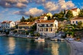 Fiskardo village, Kefalonia island, Greece. Fiscardo on the Island of Kefalonia in Greece. The holiday destination. Beautiful Royalty Free Stock Photo