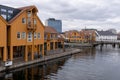 Fiskebrygga in Kristiansand, beautiful colorful houses, Norway