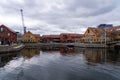 Fiskebrygga in Kristiansand, beautiful colorful houses, Norway