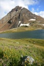 Fissile Peak, Russet Lake, and Wildflowers Royalty Free Stock Photo
