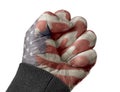 A fist with an American Flag