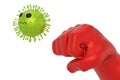 Fist Attack Coronavirus isolated on white background. 3D illustration