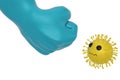 Fist Attack Coronavirus isolated on white background. 3D illustration