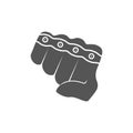 Fist with brass knuckles, punch. Flat vector illustration isolated on white Royalty Free Stock Photo