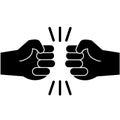Fist bump glyph icon on white background. power five pound sign. two hands fist bump gesture. flat style Royalty Free Stock Photo