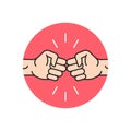 Fist bump icon hand. Strong fight vector friendship bro flat fist bump icon desing