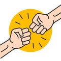 Fist bump icon hand. Strong fight vector friendship bro flat fist bump icon desing