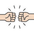 Fist bump icon. Two fists punching. Vector illustration, flat design