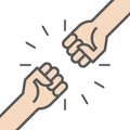 Fist bump icon. Two fists punching. Vector illustration, flat design